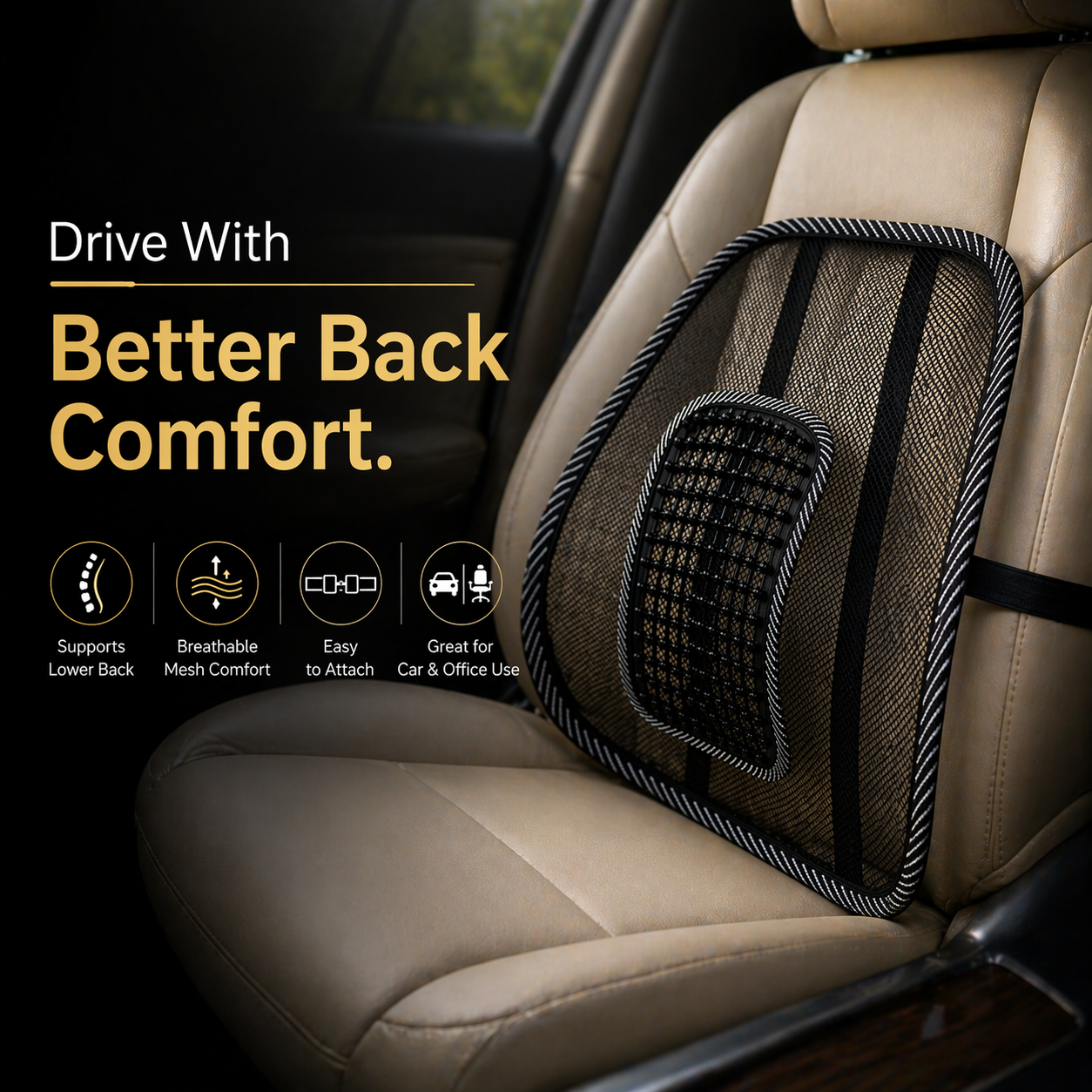ErgoMesh Car Back Support Cushion