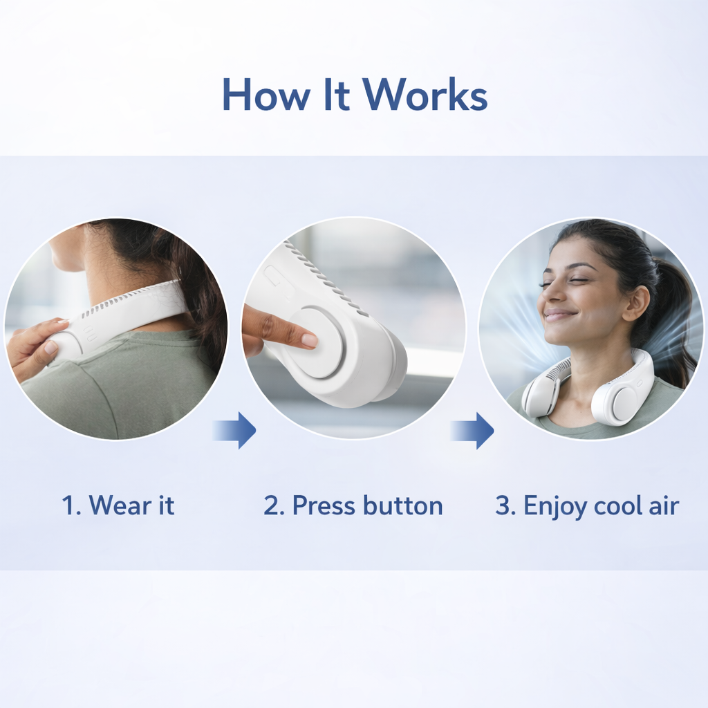 Portable Neck Fan – Hands-Free Bladeless Cooling Fan