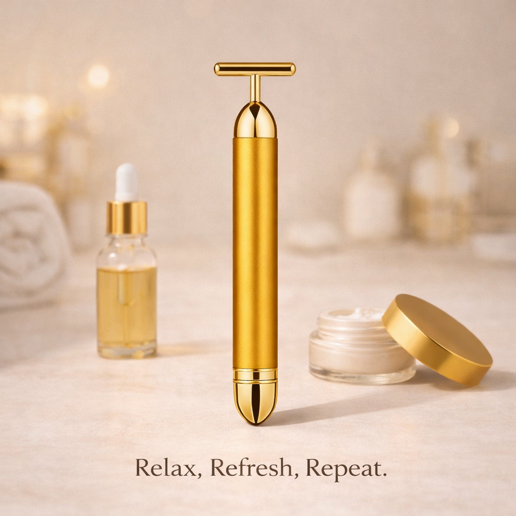 24K Gold T-Bar Facial Massager