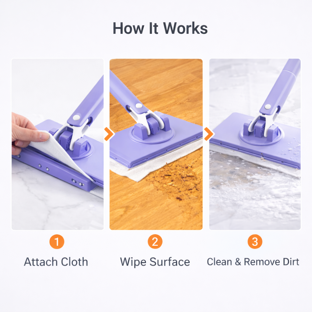 Easy-Clean Mini Mop With Auto Cloth Grip