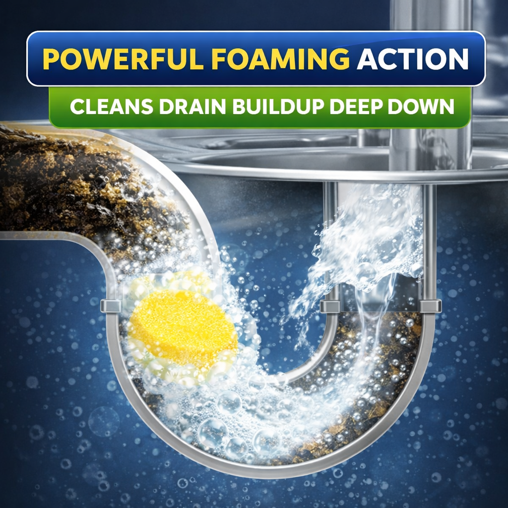 Lemon Foaming Drain Cleaning Tablets for Sink, Pipes & Disposal