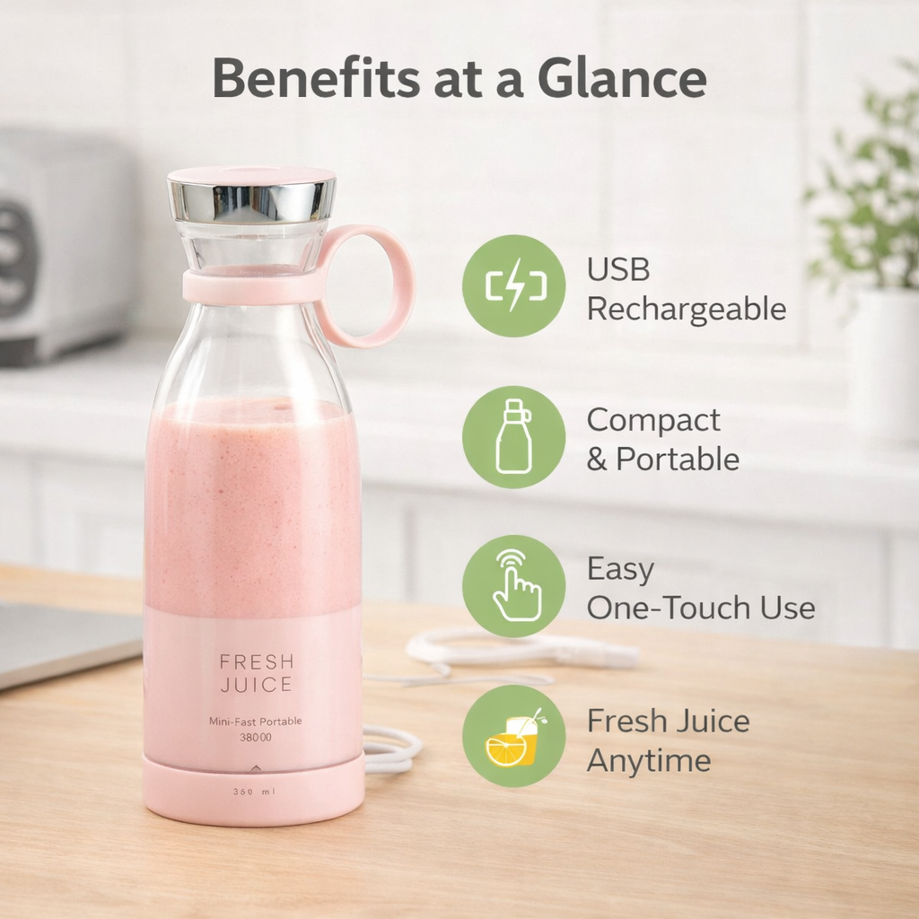 Portable Mini Juice Blender Bottle – USB Rechargeable