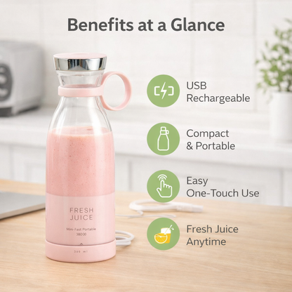 Portable Mini Juice Blender Bottle – USB Rechargeable