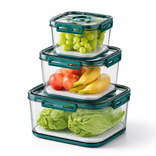 3-Piece Airtight Food Storage Container Set with Time Keeping Lid