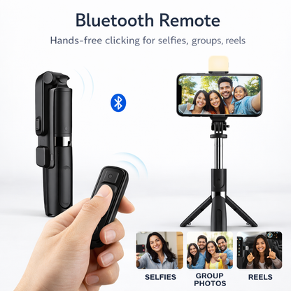 3-in-1 Selfie Stick Tripod with Flash & Bluetooth Remote
