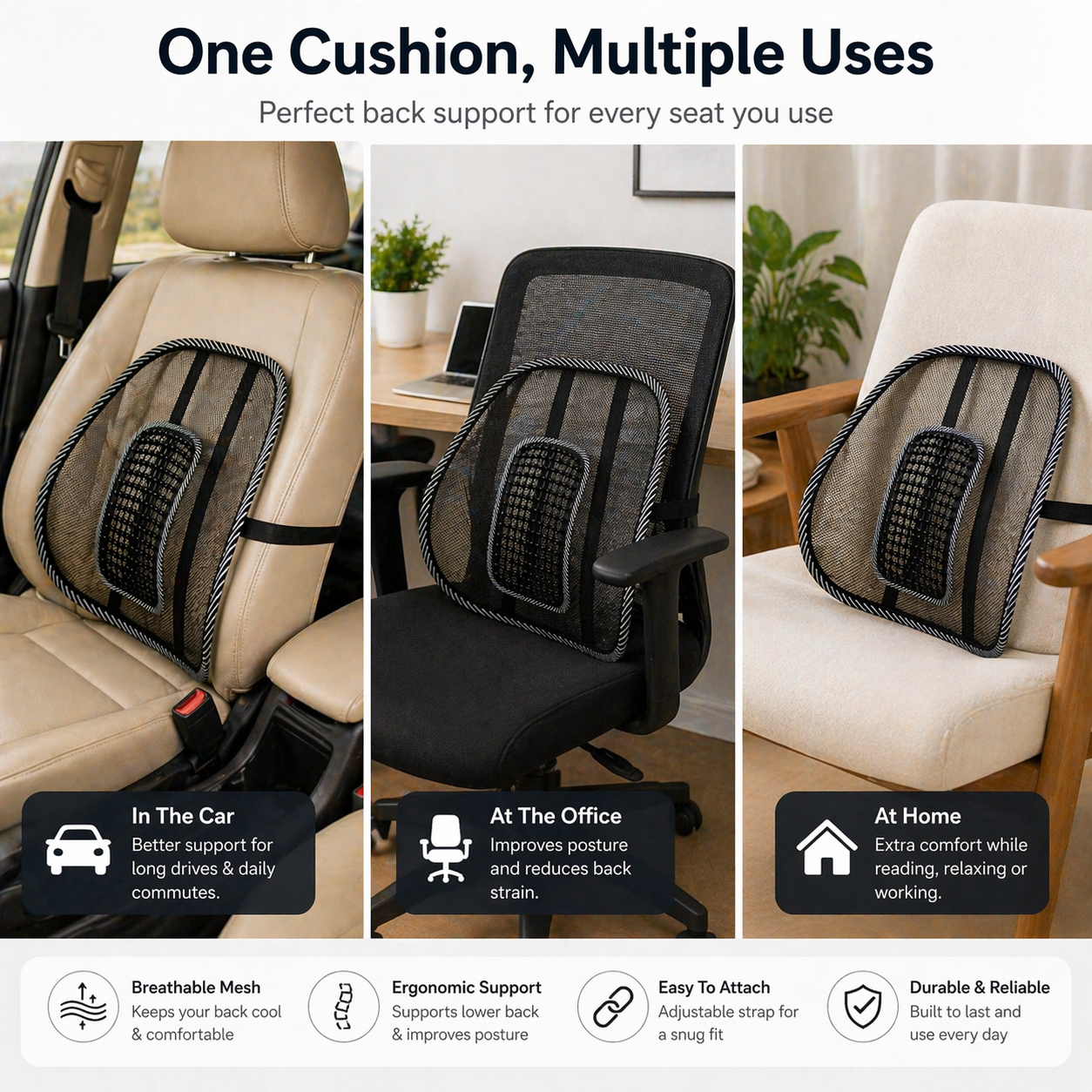 ErgoMesh Car Back Support Cushion
