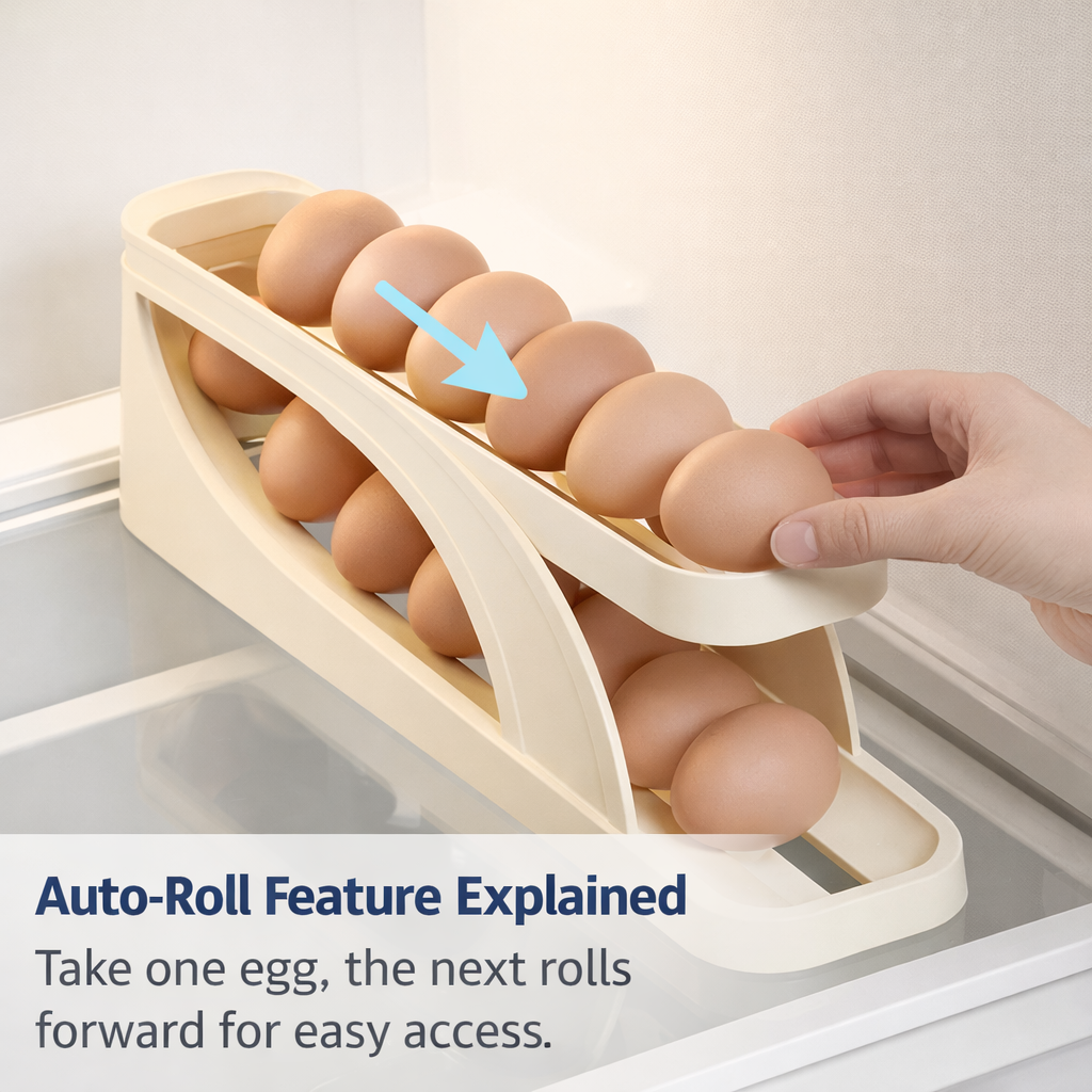 Automatic Rolling Egg Holder for Fridge