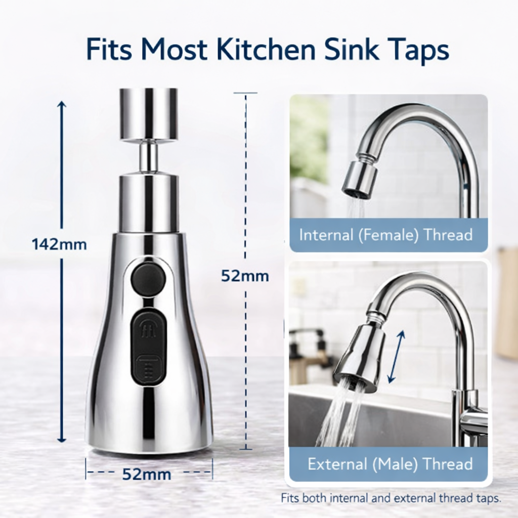 3 Mode Kitchen Sink Faucet Splash Head