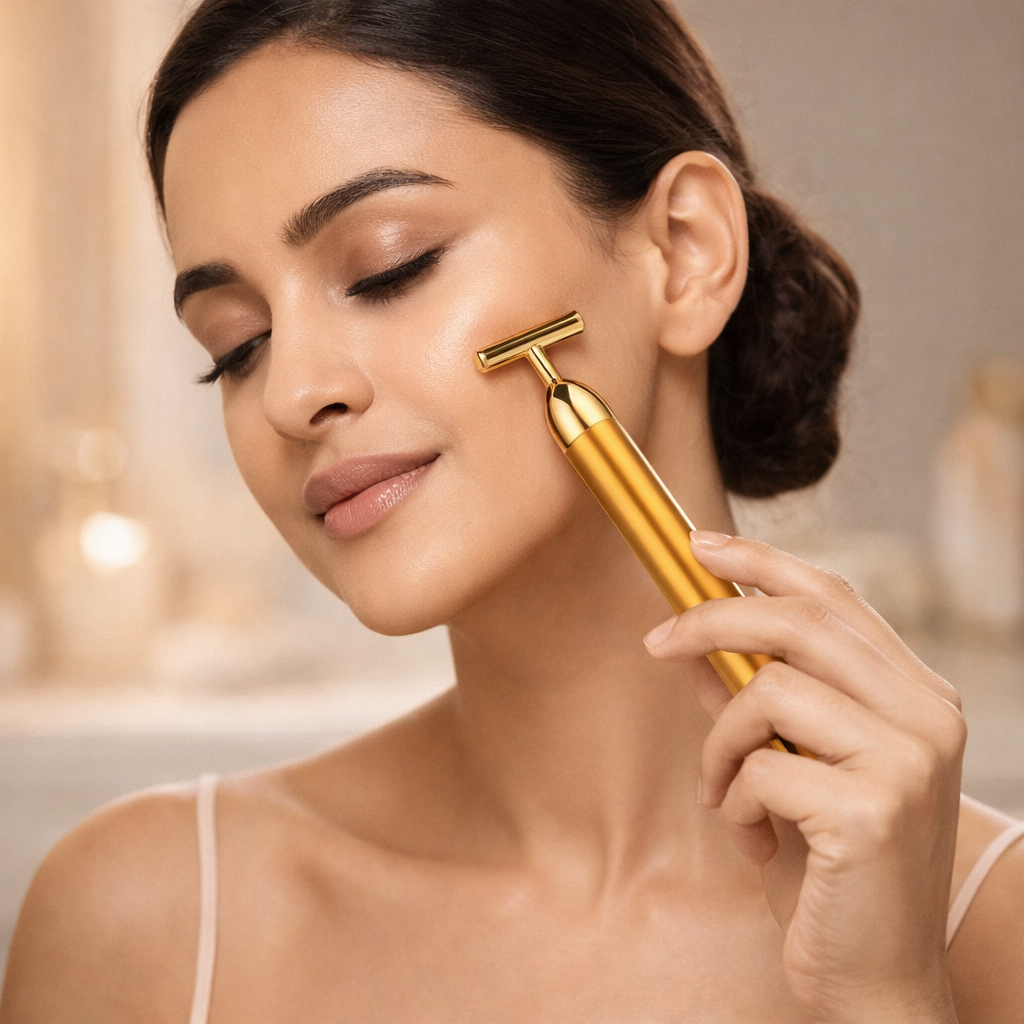 24K Gold T-Bar Facial Massager