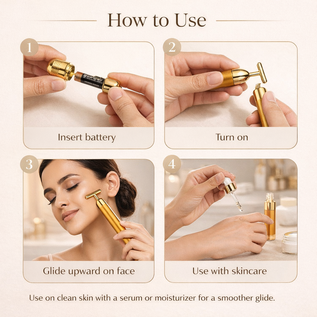 24K Gold T-Bar Facial Massager