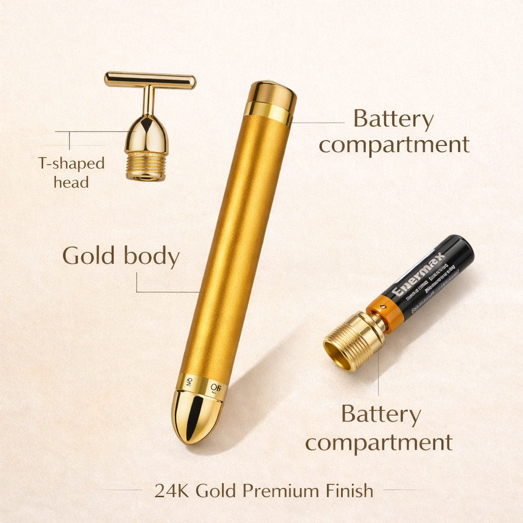 24K Gold T-Bar Facial Massager