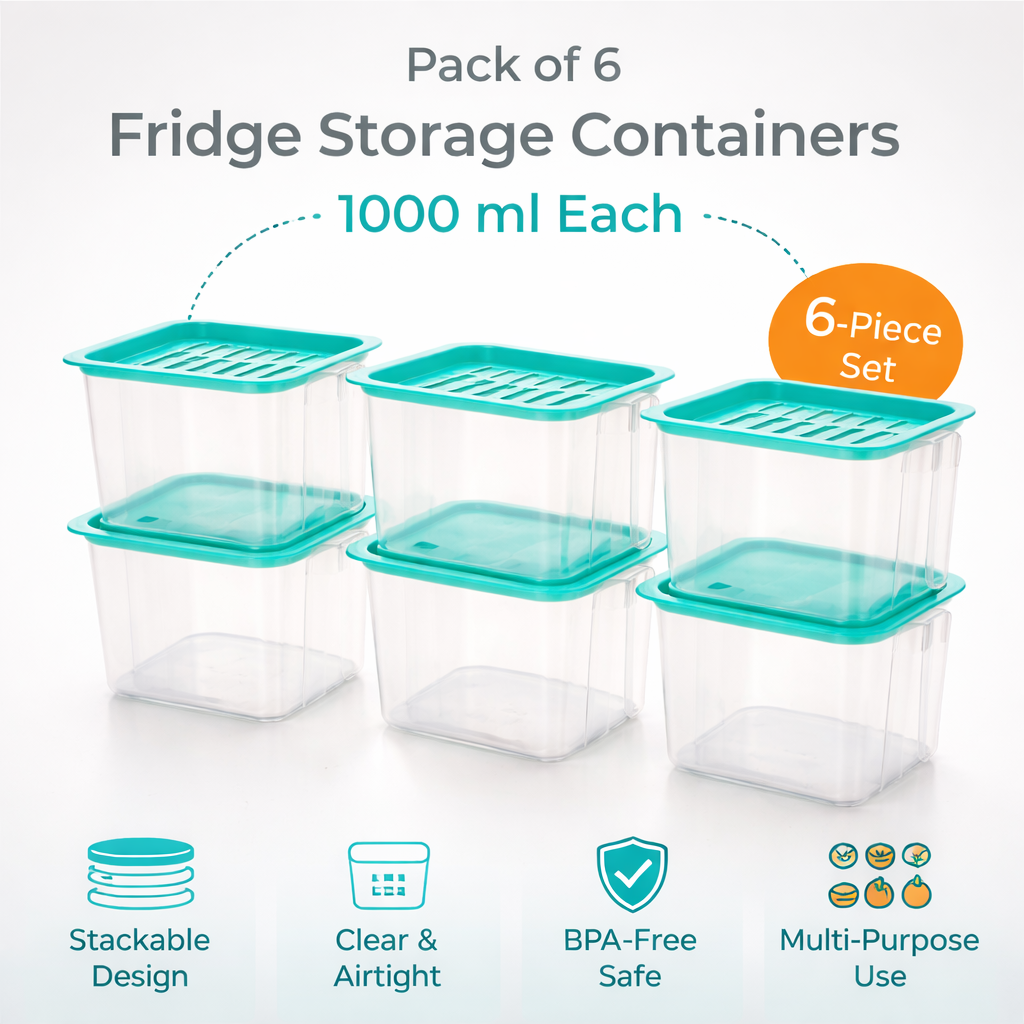 Fridge Storage Containers Set of 6 – 1000 ml