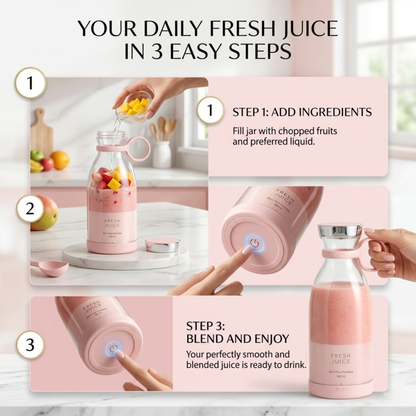 Portable Mini Juice Blender Bottle – USB Rechargeable