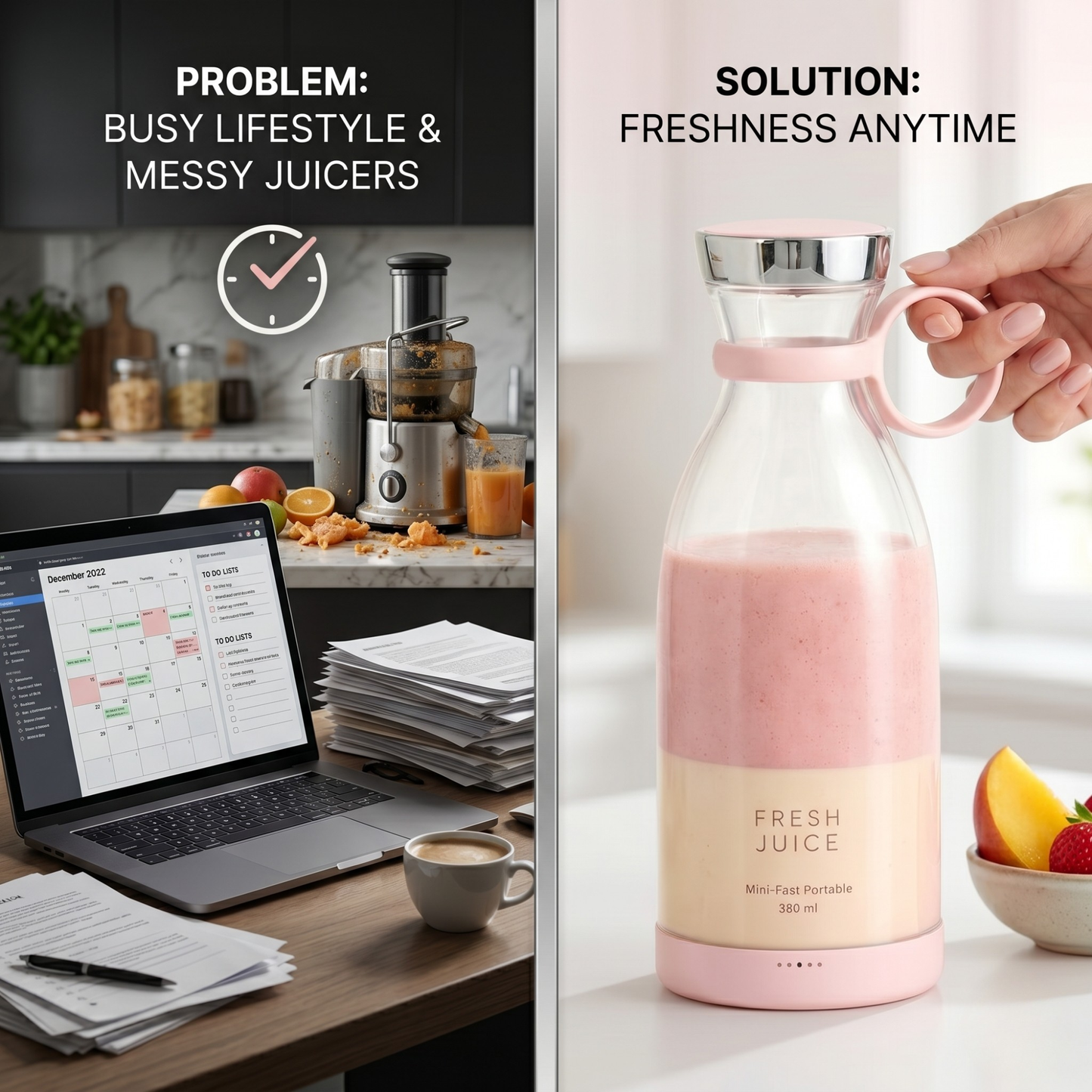 Portable Mini Juice Blender Bottle – USB Rechargeable