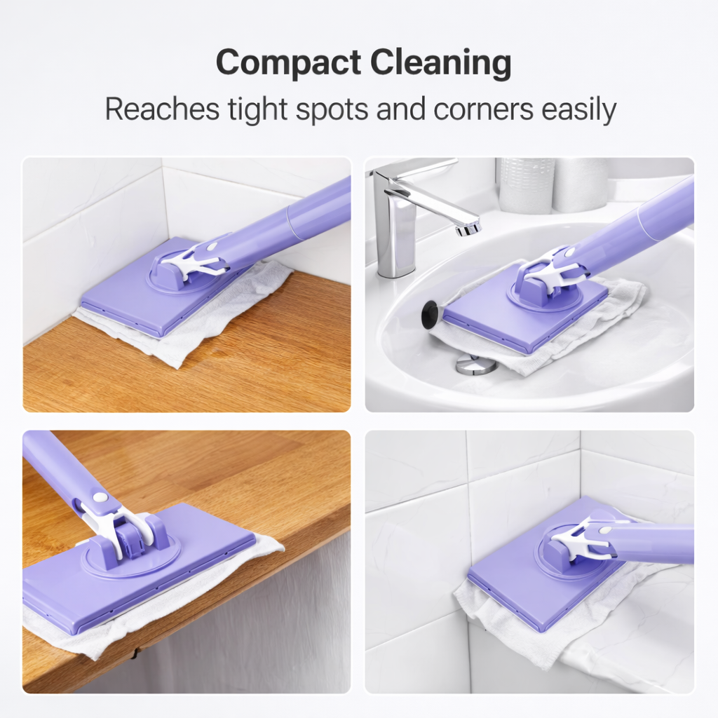 Easy-Clean Mini Mop With Auto Cloth Grip