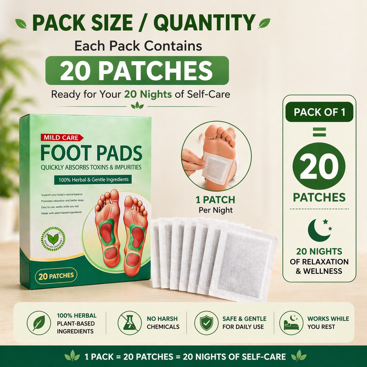 Detox Foot Patches – Buy 1 Get 1 FREE | 40 Patches | Feel Lighter Overnight