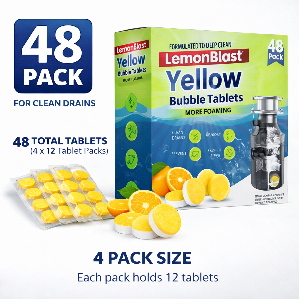 Lemon Foaming Drain Cleaning Tablets for Sink, Pipes & Disposal