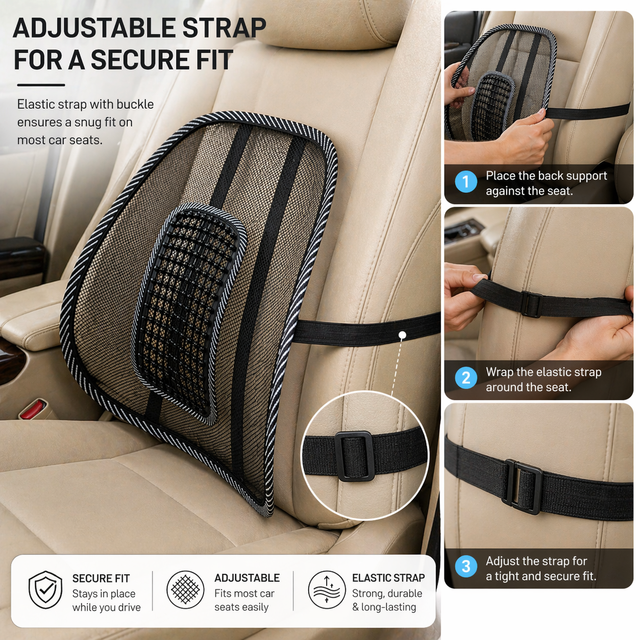 ErgoMesh Car Back Support Cushion