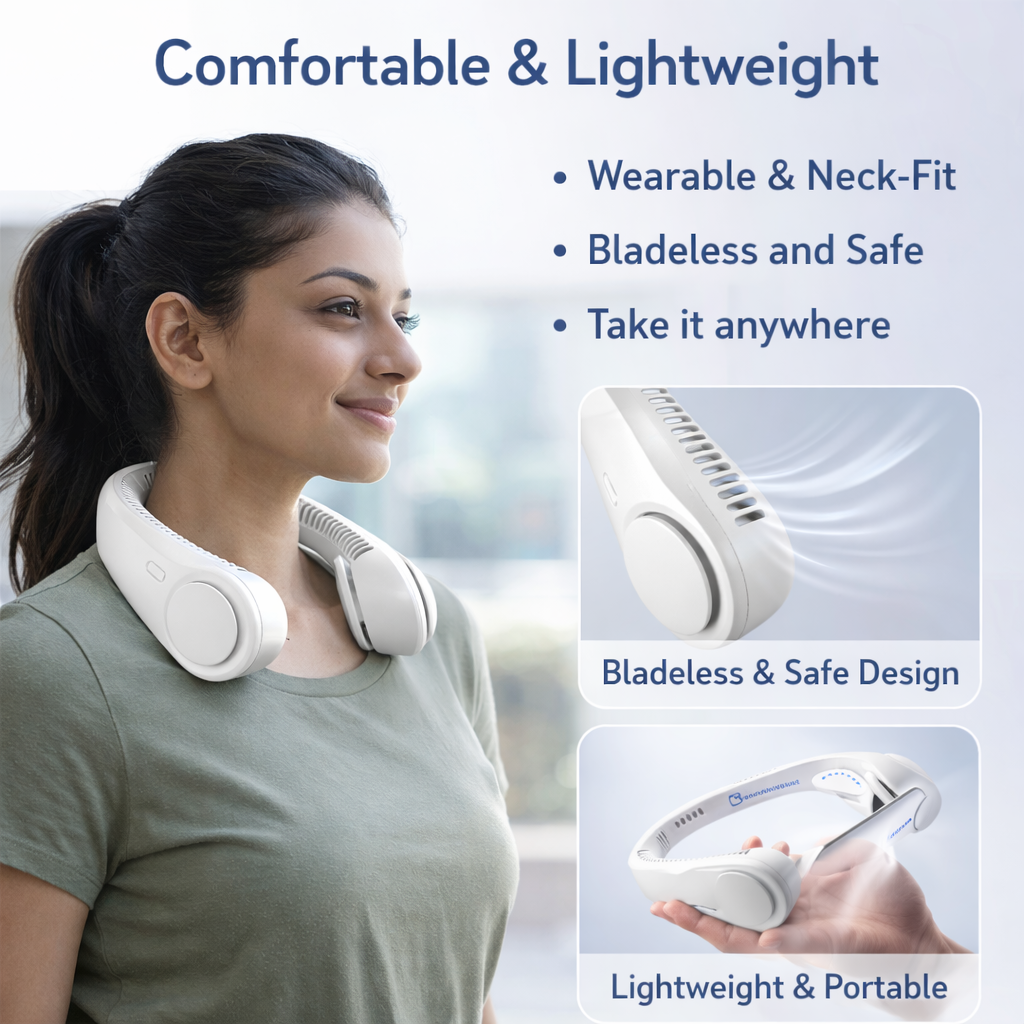 Portable Neck Fan – Hands-Free Bladeless Cooling Fan