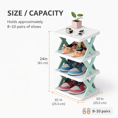 4 Layer Stylish Shoe Storage Organizer with Top Utility Shelf