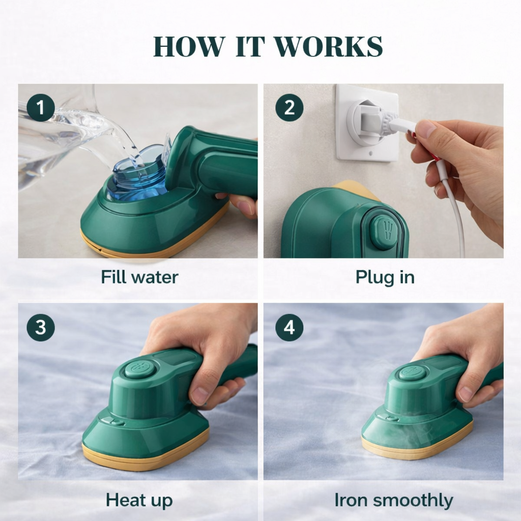 Mini Steam Press Iron – Portable Dry & Wet Travel Steamer