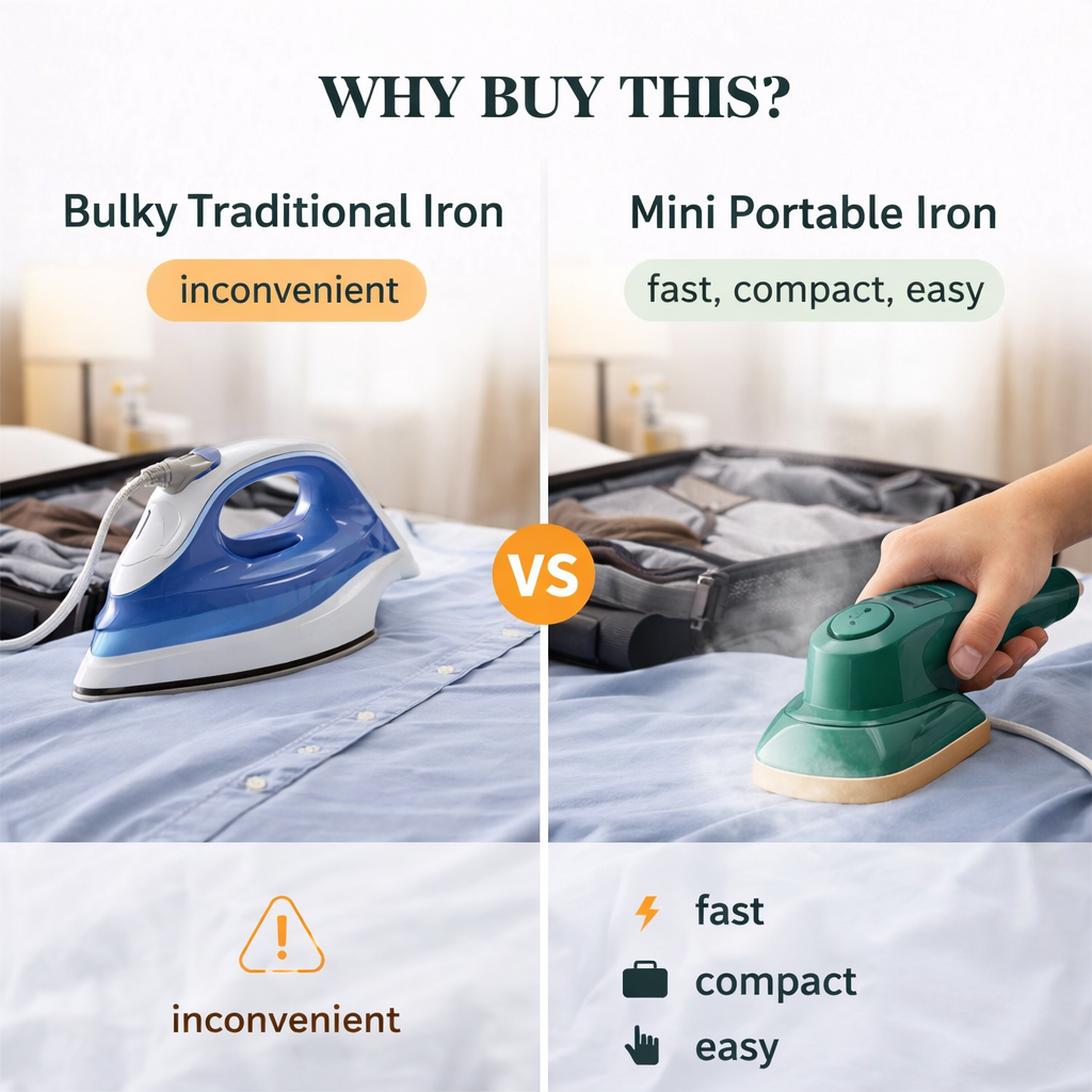 Mini Steam Press Iron – Portable Dry & Wet Travel Steamer