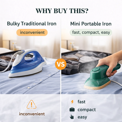 Mini Steam Press Iron – Portable Dry & Wet Travel Steamer